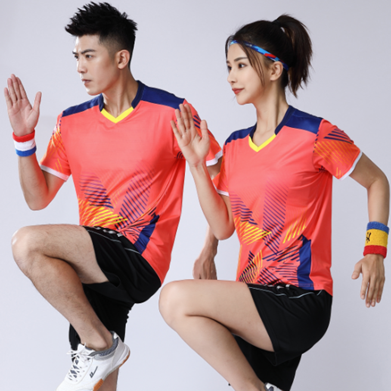Sport speed dry short sleeve T-shirt for men and women with the same fitness yoga training run hiking V-collar group uniforms blouses