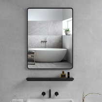 Modern bathroom Bathroom cabinet mirror Makeup mirror shelf Toilet wall-mounted bathroom mirror Glass hole-free mirror