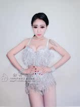 New nightclub ds female singer bar dj lead dance costume Super Flash diamond tassel bikini performance stage table