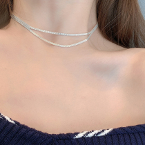 Cold loly small crowdsourced design multilayer chain laminated silver bandage lock bone chain chocker