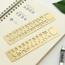 Creative brass hand account ruler Multi-function painting graffiti template ruler Digital hollow letter pattern ruler hand account tool
