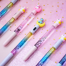 Creative design Cute girl heart Unicorn quicksand pen Gel pen small fresh student cartoon luminous pen
