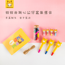 Original jumping heart doll crayon oil painting stick 15 colors childrens wooden clip letter creative painting handmade DIY set