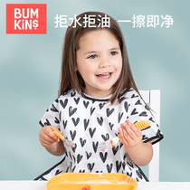 American Bumkins Baby Eating Hood Waterproof Eating Bib Meals For Children Short Sleeve Anti-Wear Big Code