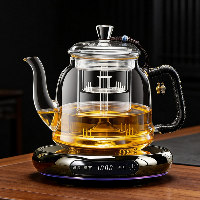 2026 New Model Glass Teapot with Automatic Electric Ceramic Stove, Heat Preservation, High-End Health-Preserving Tea Brewing Device All-In-One Set
