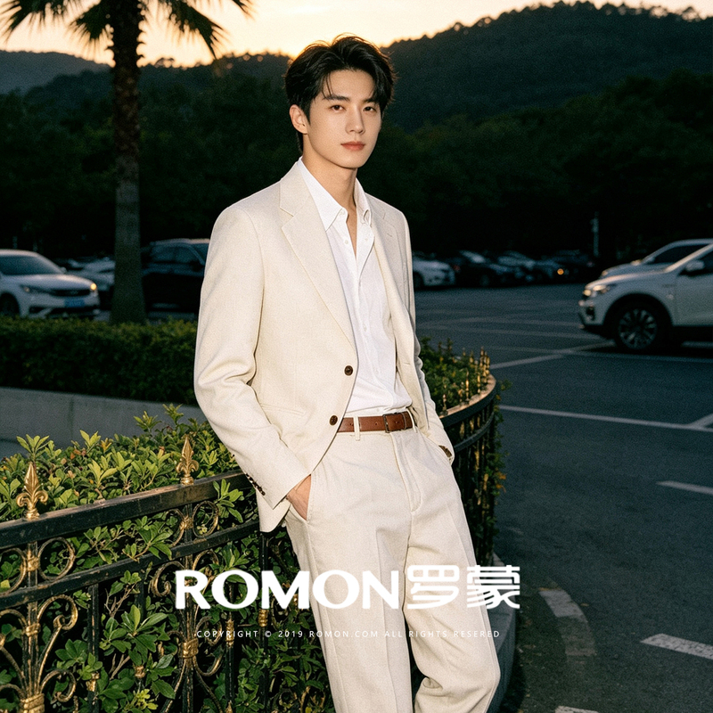 Romon's New Old Money Style Business Style Thin Loose Suit for Men, Light Luxury Versatile Casual Banquet Suit Set for Men