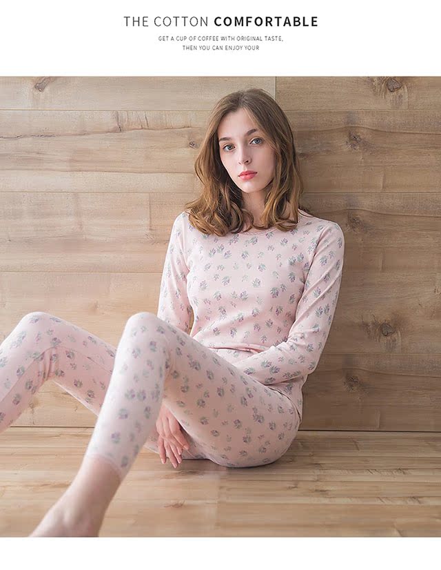100% cotton top đồ lót hàng đầu cotton nhiệt đồ lót mùa thu quần dài phù hợp với áo len cotton dày bộ đồ lót nữ thu đông