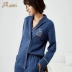 Top dưa top 呱呱 đồ ngủ nam và nữ mùa xuân và mùa thu cotton dài tay đôi dịch vụ nhà phù hợp với quần áo thoải mái nhà thoải mái đồ mặc nhà cao cấp Cặp đôi