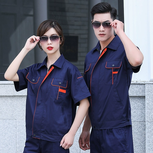 Лето короткая набор рабочей одежды, цвет, тонкий, воздухопроницаемый полуотборенный автомобильный ремонт
