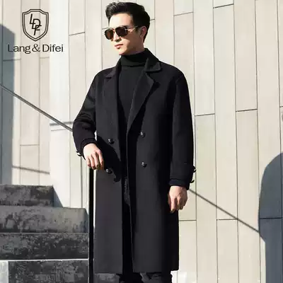 Medium and long version of over-the-knee woolen coat Korean version of wool double-sided woolen coat young and middle-aged men's cashmere-free windbreaker trend