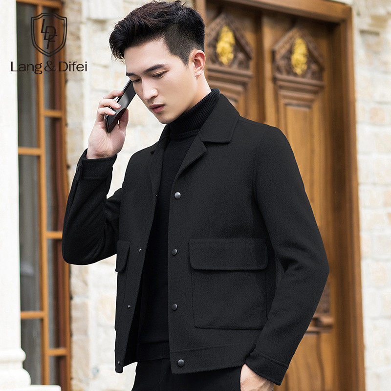 Autumn and winter wool coat Men's short wool hand-made double-sided jacket cashmere-free coat Jacket men's tide