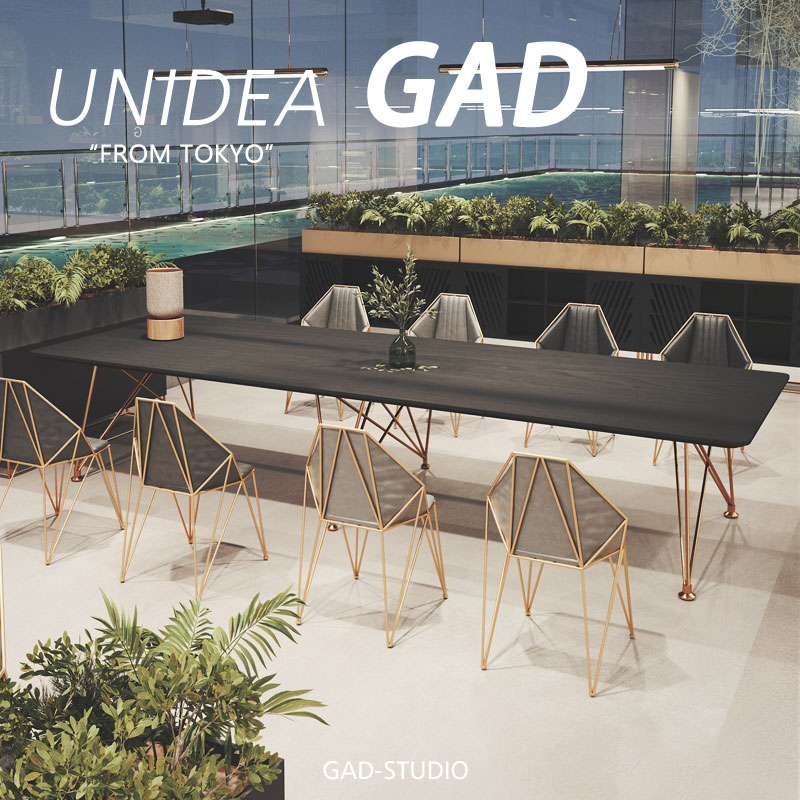 UNIDEA industrial style solid wood conference table and chair combination large and small rectangular conference room reception negotiation table