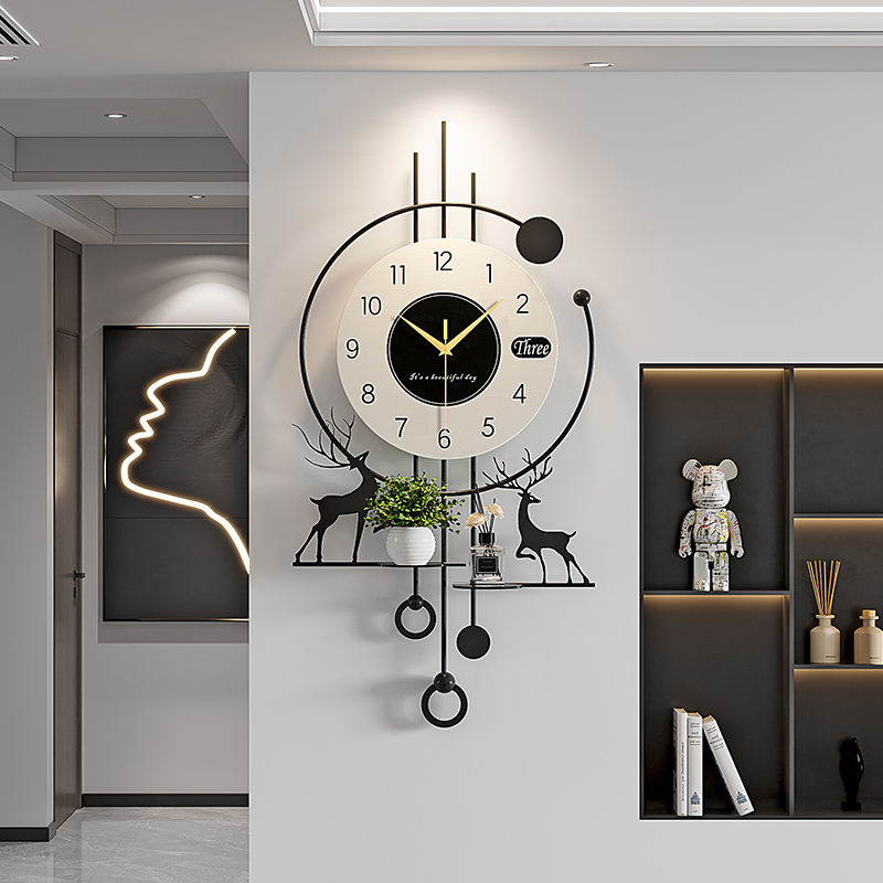 Creative Wall Clock for Living Room, Trendy New Style, Light Luxury, High-End Feel, Modern Simple and Elegant Clock, Wall-Mounted Decorative Clock
