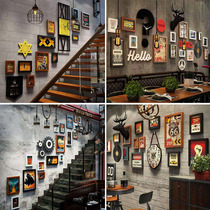 Industrial Wind Barbecue Shop Wall Decoration Retro Creative Wall Themed Restaurant Shop Photo Frame Wall Composition Decorations