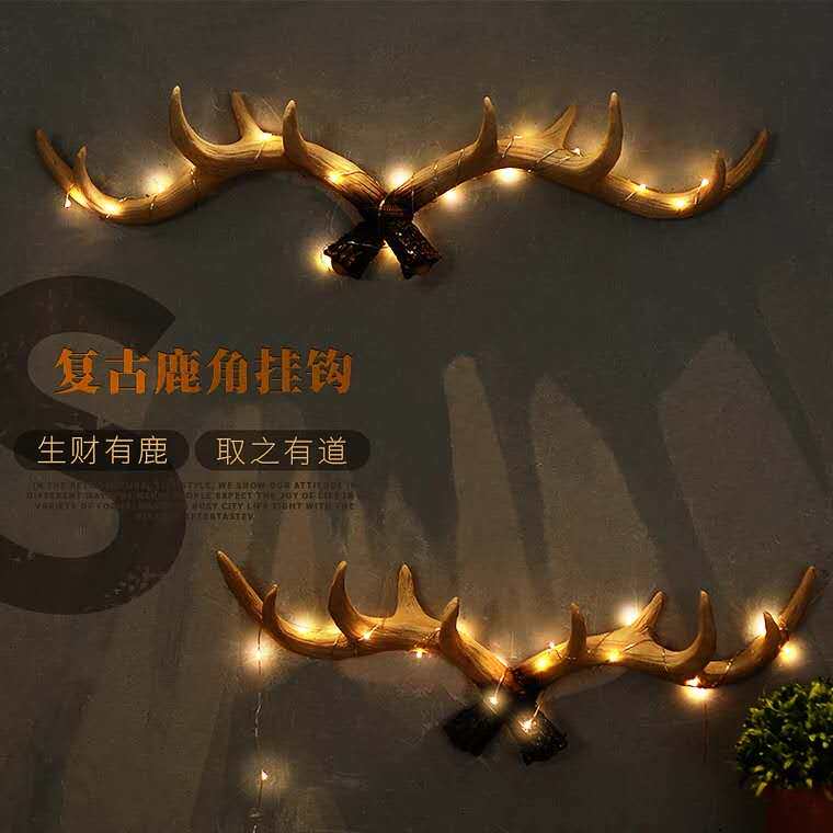 American country retro antler decoration resin handicraft wall decoration hook wall decoration coat hook
