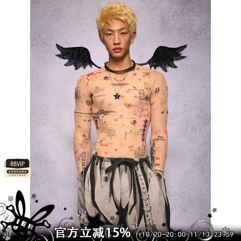 Cfierce Manuscript Print Tattoo Clothing