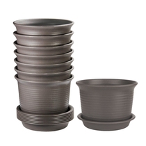 Plastic Flower Pots 8 Pcs Pots with Drainage Hole Planters w