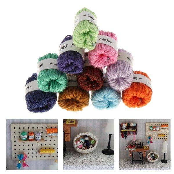 Dollhouse 1:12 Scale Miniature Balls of Yarn Furniture