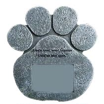 Paw Print Pet Memorial Stone Marker with Photo Frame
