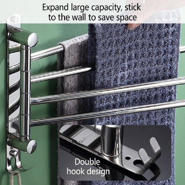 Hand Towel Holder Rotating Towel Bar Wall Mounted Storage