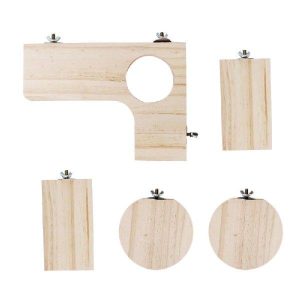 5 Pieces Wood L-Shaped Platform Round Rectangle Stand Board