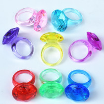 Childrens plastic acrylic imitation crystal boys and girls exaggerated gem ring toy house game reward gift