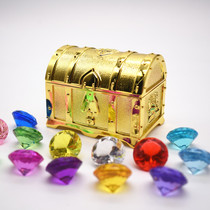 Mini Trumpet Metal Emulation Golden Pirate Treasure Chest Diamond Gem Children Treasure Toy Game Reward Gift