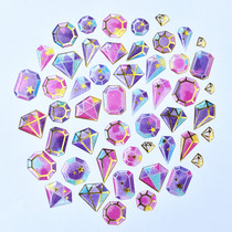 Childrens kindergarten three-dimensional transparent colorful shiny colorful crystal gemstone diamond toy stickers creative stickers