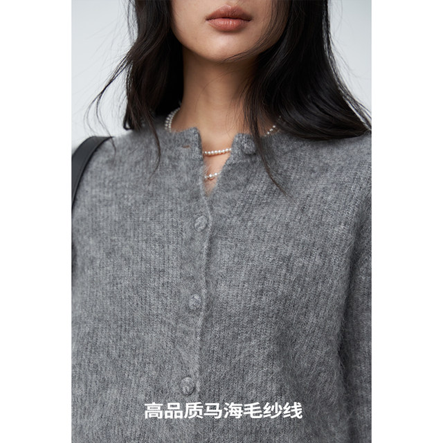 BLANKLABEL mohair soft waxy knitted cardigan women's 2024 new spring high-end loose top jacket