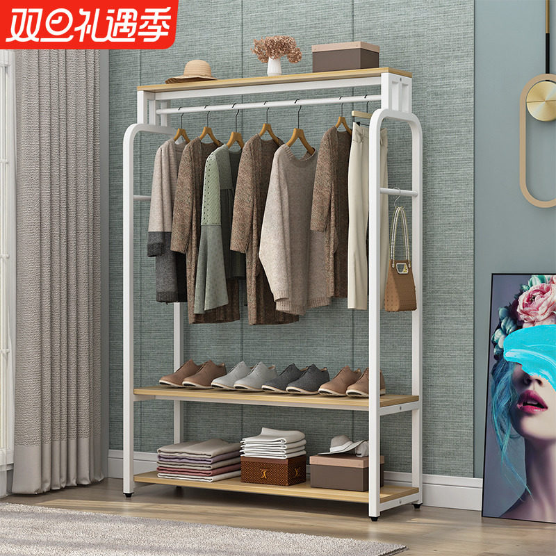 Light luxury metal coat rack simple bedroom floor hanger Nordic home hanging clothes rack net red multi-function