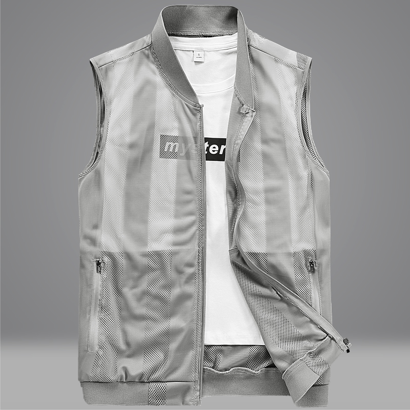 Summer breathable thin ice silk vest men's horse clip sleeveless skin coat mesh outdoor quick drying vest shoulder man