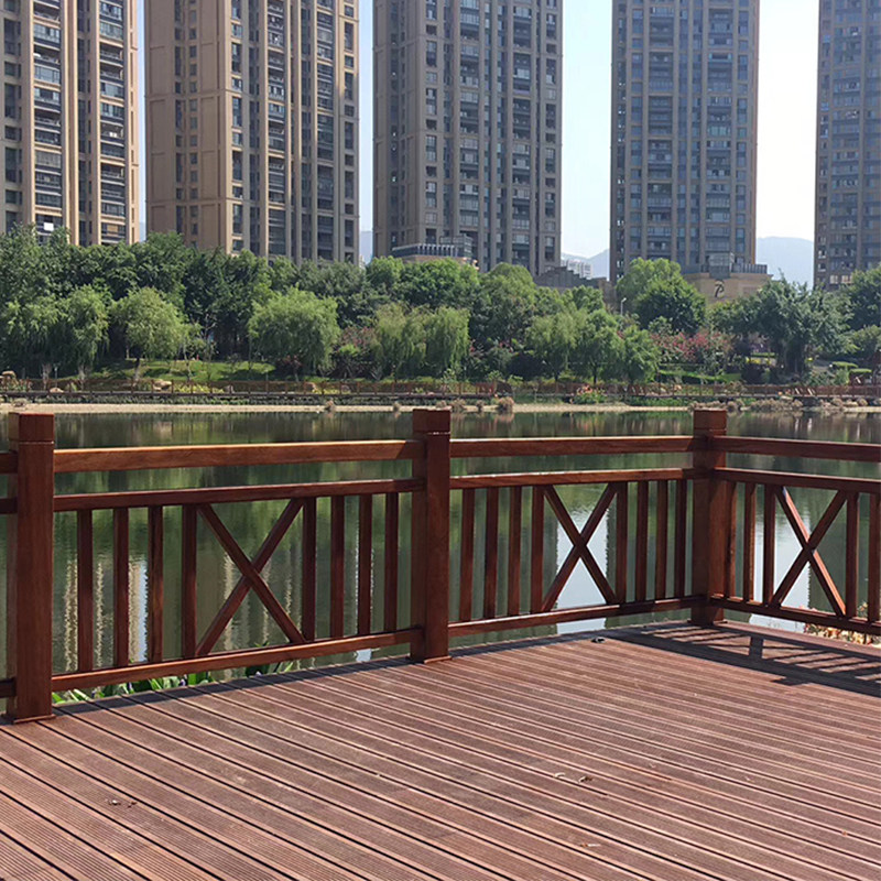 Pineapple grid anti-corrosion Wood guardrail solid wood floor river fence outdoor park courtyard outdoor railings plank road corridor