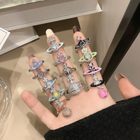 European and American fashionable and cool Saturn drop glaze open ring women's versatile niche design high-end personalized temperament ring