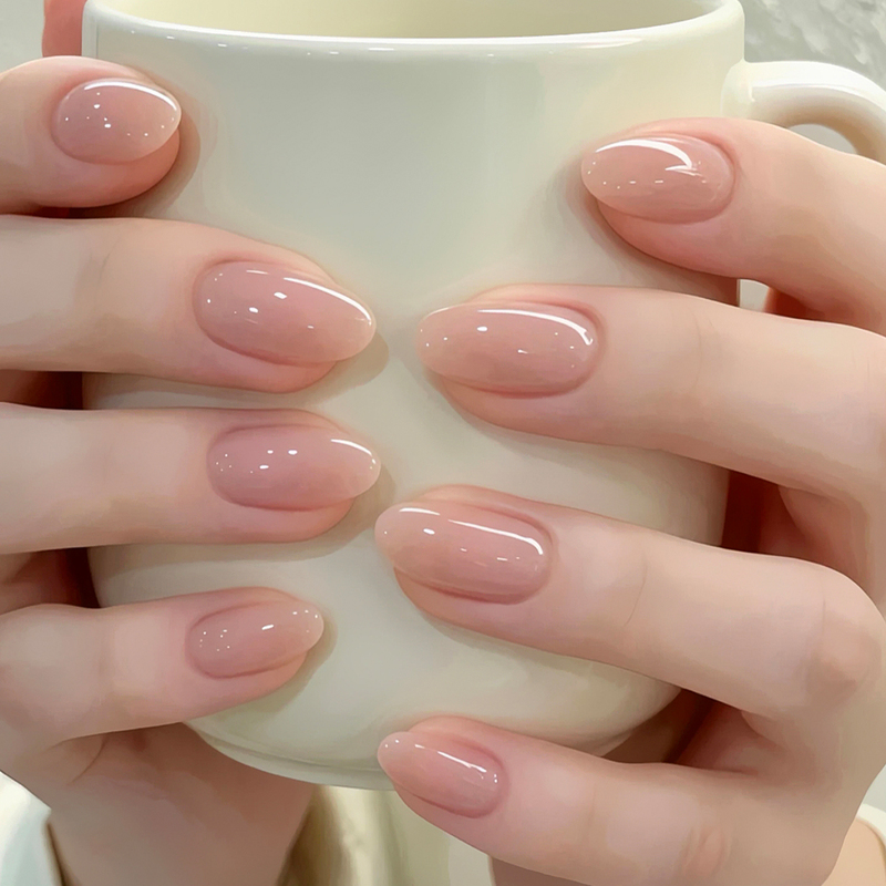 Purely Handmade Nude Color Press-On Nails, Medium-Short Style, Huanhuan Ganlu Temple 2026 New Model, High-End Feel, Summer Whitening Effect Purely Handmade Nude Color Press-On Nails, Medium-Short Style, Huanhuan Ganlu Temple 2026 New Model, High-End Feel, Summer Whitening Effect