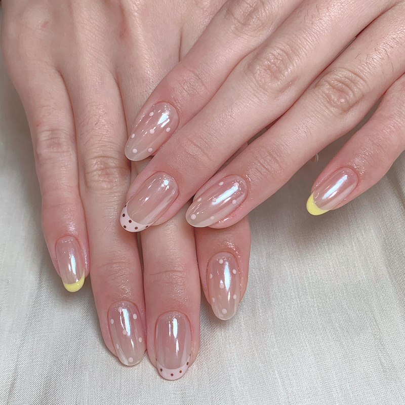 Handmade Nail Art Hailey French Style Short Press-On Nails Summer Polka Dot Korean Style Ins 2026 New Model High-End Look That Enhances Complexion Handmade Nail Art Hailey French Style Short Press-On Nails Summer Polka Dot Korean Style Ins 2026 New Model High-End Look That Enhances Complexion