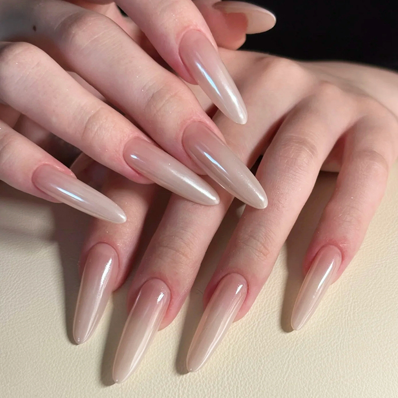 Purely Handmade Nail Tips, Wearable Nails, Medium-Length, Milky White, 2026 New Style, High-End Feel, Bride, Rich Daughter