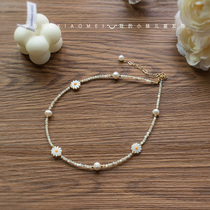 Childrens natural freshwater pearl necklace girl princess baby jewelry little girl daisy necklace clavicle chain jewelry