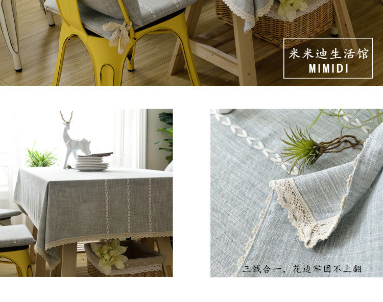 Mỹ khăn trải bàn vải cotton và linen màu rắn văn học bàn khăn trải bàn hiện đại nhỏ gọn vuông vòng sọc bảng bàn cà phê mat