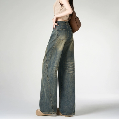 Дизайнерские весенние джинсы, штаны, в американском стиле, тренд сезона, свободный прямой крой