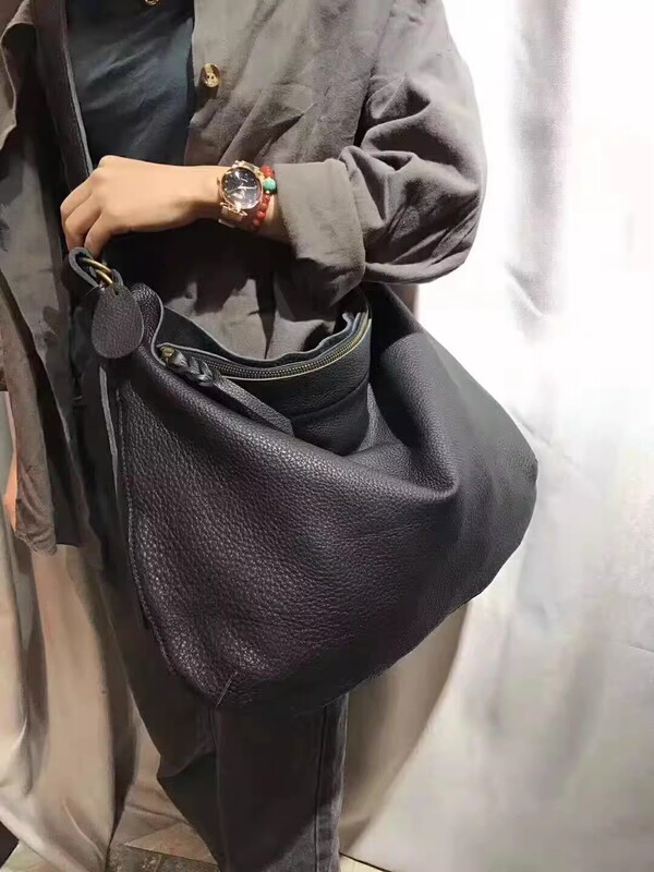 Lazy Style Genuine Leather Oversized Bag for Business Trips, Short Trips, Soft Leather Large Capacity Crossbody Bag, Casual Shoulder Bag for Women, Trendy