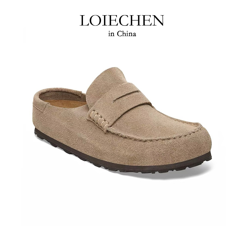 Loiechen Birkenstock-Style Shoes Imported from Italy, Unisex, First-Layer Cowhide, Old Money Style, Soft-Soled, Closed-Toe Slippers