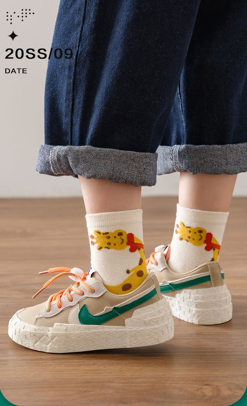 Spotted Deer Baby Socks Spring and Autumn Korean Style Cotton Socks Infant Winter Mid-Tube Children's Socks Boys Girls Kids' Socks Trendy — تصویر 1