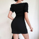 instahot niche black and white contrast color dress women's summer ins new pleated breast French temperament skirt