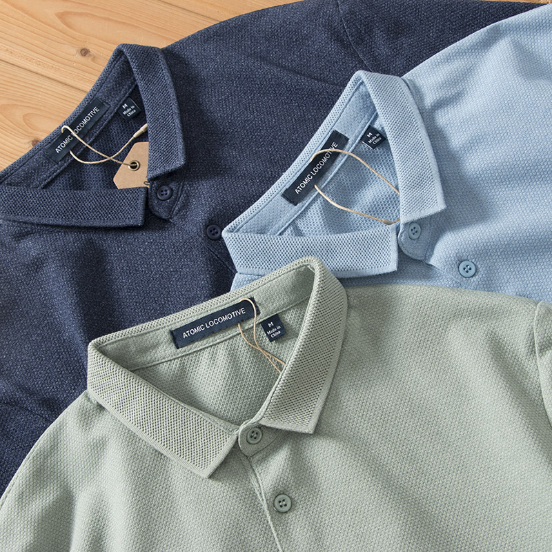 Soft Egyptian long suede cotton pineapple knit men's summer gentlemen narrow collar short sleeve POLO shirt pure color flipped T-shirt