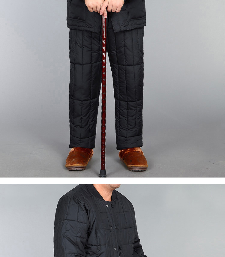 Quần ấm tuổi trung niên nam thêm phân bón để tăng eo cao tập sâu cũ dày co giãn thun quần cotton ấm áp cha mùa đông quần giữ nhiệt nữ thể thao
