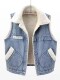 Fleece-Lined Denim Vest for Women, Short Style, New Autumn and Winter Korean Version, Thickened Stand Collar, Lamb Wool Vest Jacket, Stylish