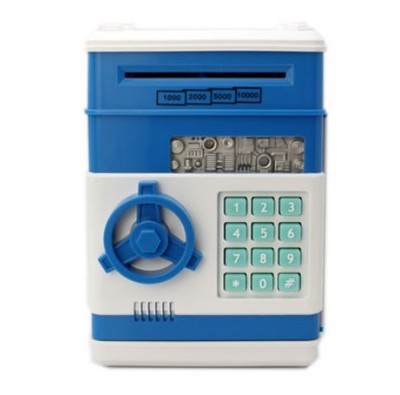 Blue And White Password Boxoriginality fingerprint children Piggy bank Password box Piggy deposit ATM automatic Open the door savings bank new year gift