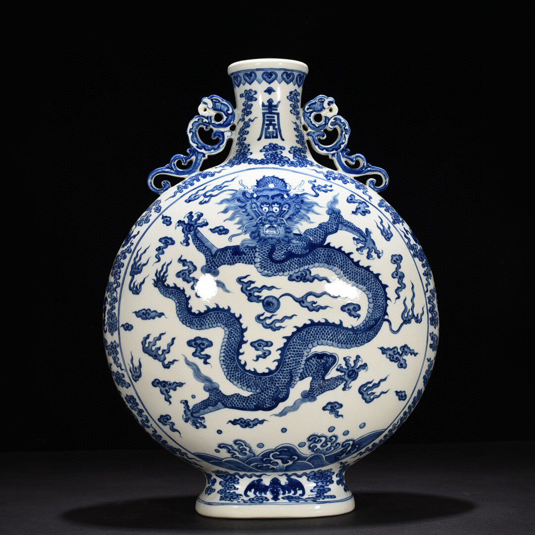 大清乾隆年制·黄地描金堆塑龙纹赏瓶- 北京瓷器 - 拍品展示 古董品 唐物