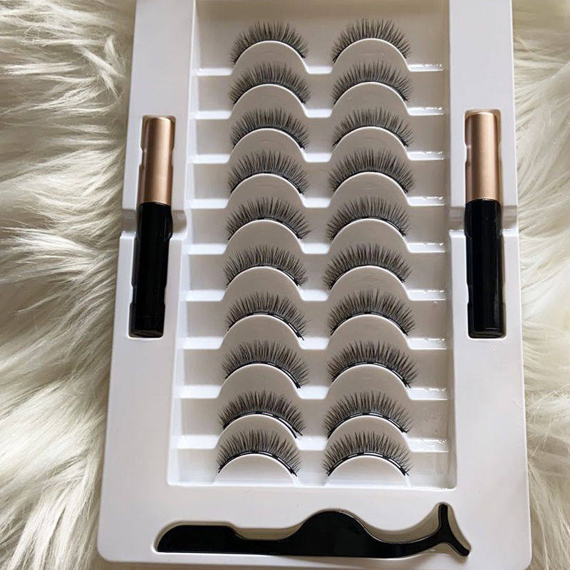 Self-adhesive false eyelash female post supernatural magnetic magnetic attraction emulation roll up thick and dense beginners ultra soft suit