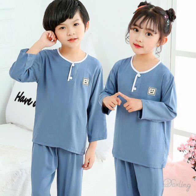 Summer cotton silk Children's pyjamas boys and girls 1-12 years old Miansilk Home Clothing Male Girl Baby Thin Princess Suit